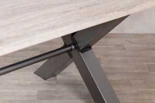travertine-top-dining-table-gunmetal-x-frame-base