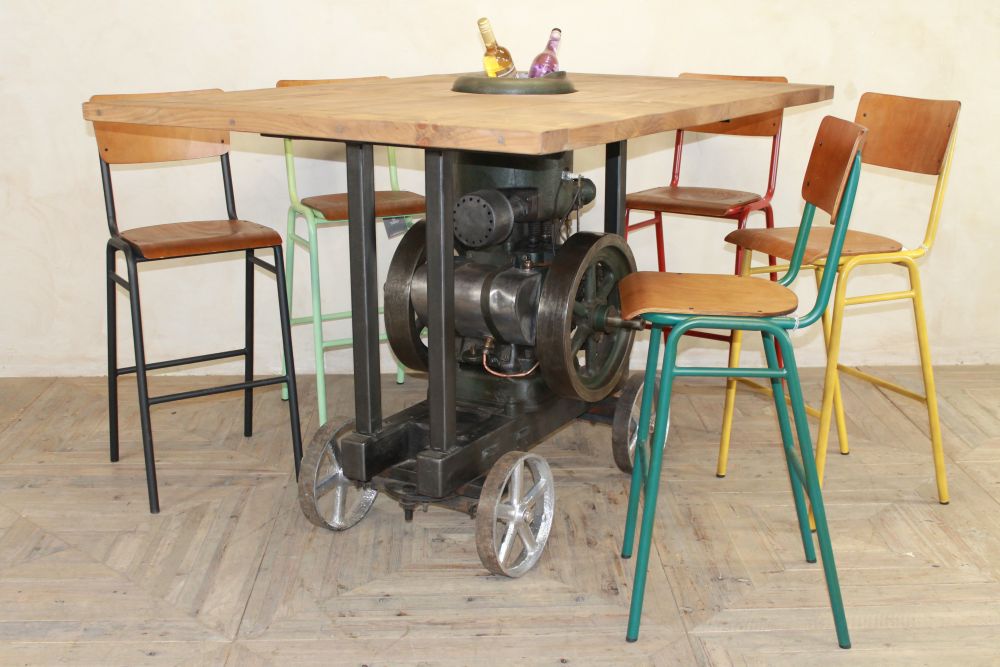 INDUSTRIAL STYLE ENGINE BAR TABLE | Peppermill Interiors
