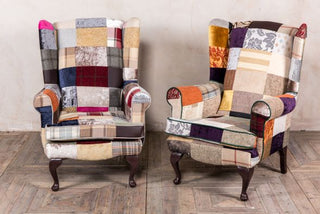 upholstered patchwork wing chair