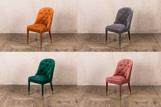 Pisa button back velvet dining chairs
