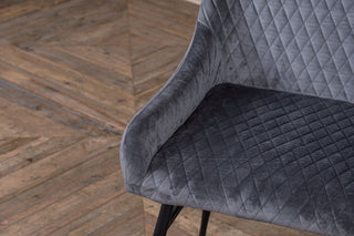 velvet Grey dining bench with back