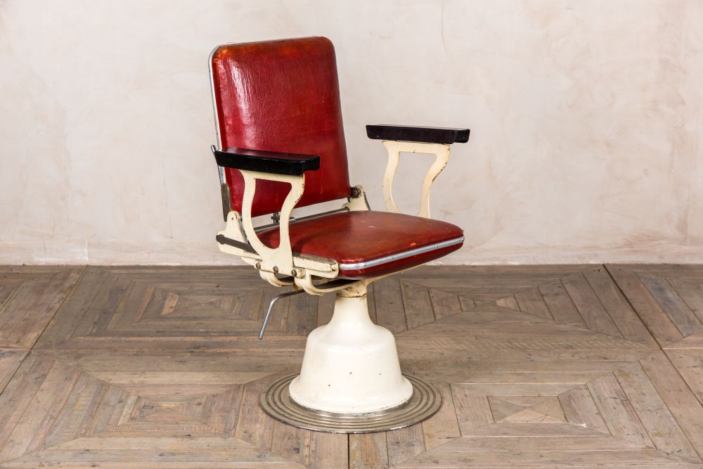 VINTAGE BARBER CHAIR RED RETRO SEAT Peppermill Interiors