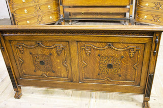 1920s Jacobean Revival Oak Bedroom Suite