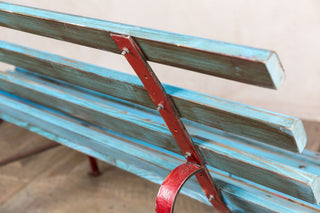 vintage blue railway bench
