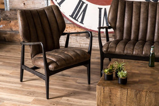 vintage brown leather mid century style chair