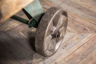 vintage cart with wooden table top