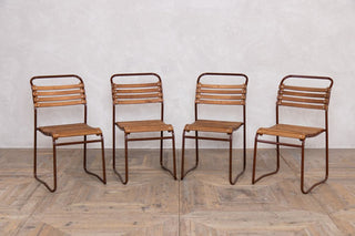 Set of 4 Vintage Cox Dark Brown Stacking Chairs