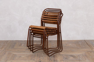 Set of 4 Vintage Cox Dark Brown Stacking Chairs