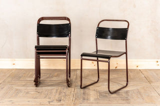 vintage dark burgundy plywood stacking chairs