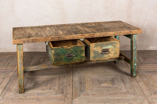 vintage dining table with drawers