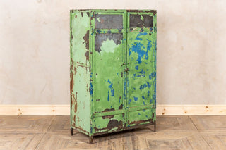 vintage distressed metal cupboard