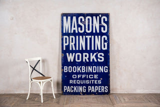 Vintage Enamel Mason's Printing Sign