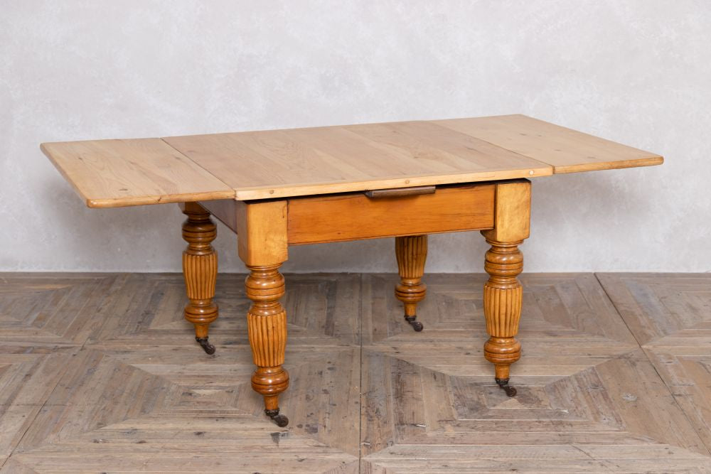 Victorian Farmhouse Vintage Pine Extendable Table Peppermill