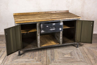 vintage industrial workbench