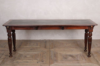 Vintage Leather Top Dining Table