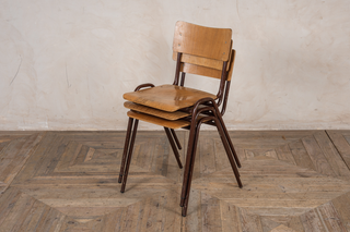 vintage metal and wood stacking chairs