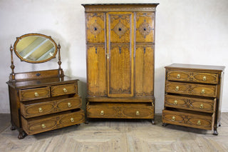 1920s Jacobean Revival Oak Bedroom Suite
