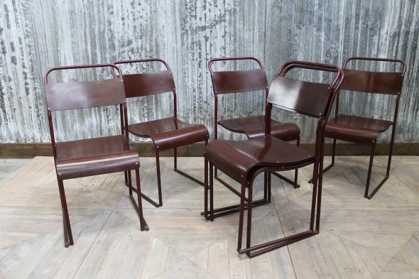 VINTAGE RED CHAIRS BURGUNDY BAKELITE STACKING CHAIR – Peppermill Interiors