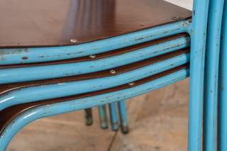 industrial blue stacking chairs