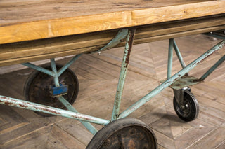 vintage table on wheels