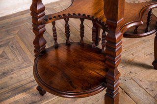 vintage table with bottle shelving