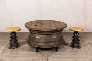 vintage wheel coffee table