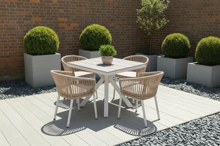 Milan Star Base Table with 4 Milano Chairs Outdoor Set