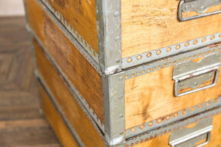 wood and metal boxes