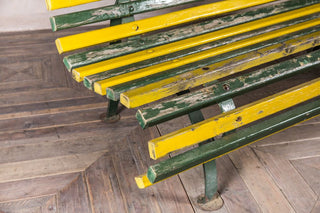 wooden slatted bench