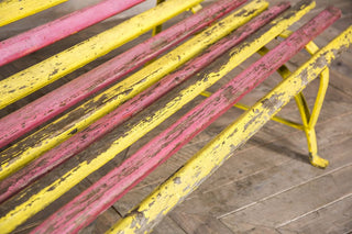 wooden slatted bench