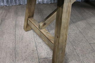 wooden table with copper top