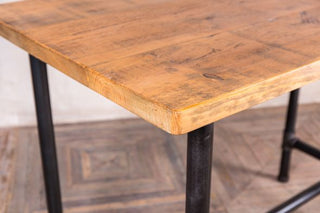 wooden topped pipework poseur table