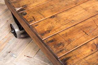wooden trolley coffee table