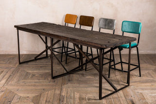 wooden vintage industrial style table