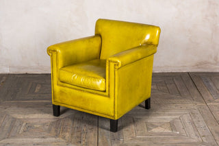 yellow leather armchair