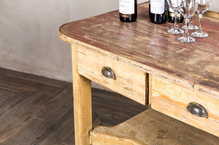 yellow painted sideboard