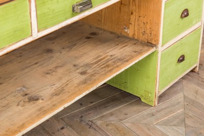 distressed wooden sideboard