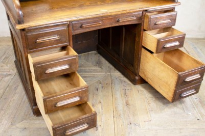 Edwardian Solid Oak Roll Top Desk