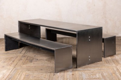 metal table and benches