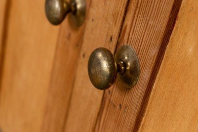 Antique Pine Pantry Cupboard - Door Handles Close Up