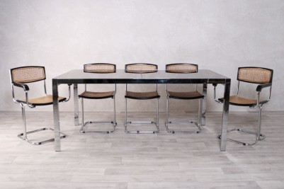 1975 Italian Extending Glass Top Table & Chairs Set