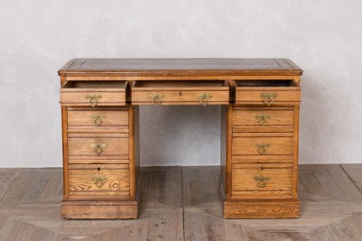 Vintage Leather Top Desk - Open Drawers