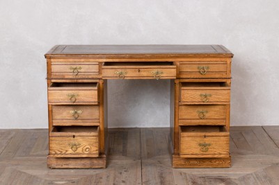 Vintage Leather Top Desk - Open Drawers