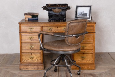 Vintage Leather Top Desk - with Chair
