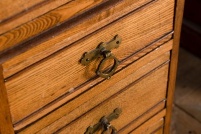 Vintage Leather Top Desk - Drawer Handle