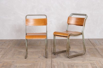 Vintage Stacking Chairs with Plywood Seat 