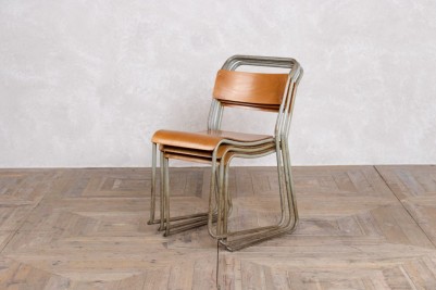 Vintage Stacking Chairs with Plywood Seat - Stacked 
