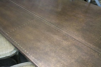 dining table with copper top