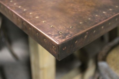 kitchen dining table with copper top