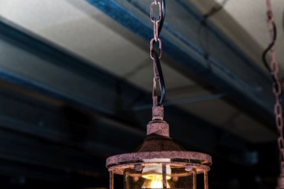 distressed metal cage ceiling light